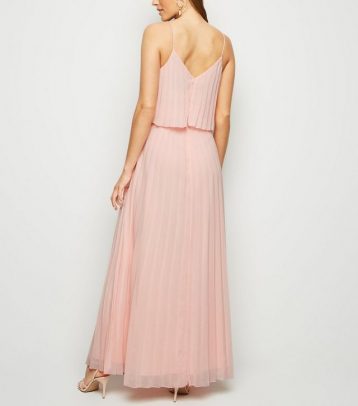 New Look Pale Pink Pleated Layered Maxi Dress, Blush - Image 2