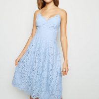 Pale blue 2025 lace midi dress