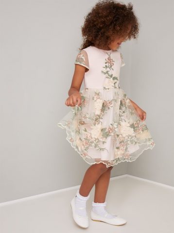 Chi Chi Girls Bryanna Embroidered Dress Ivory Multi myonewedding