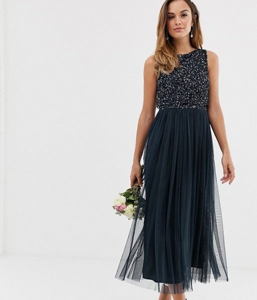 maya tulle midi skirt with delicate sequin