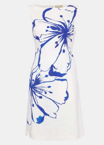 Phase Eight Silva Floral Print Dress White Blue