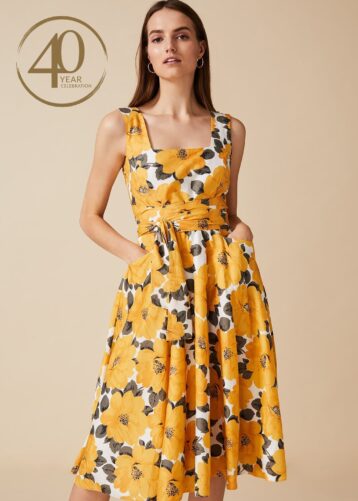 Phase Eight Stephanie Floral A-Line Dress Yellow White