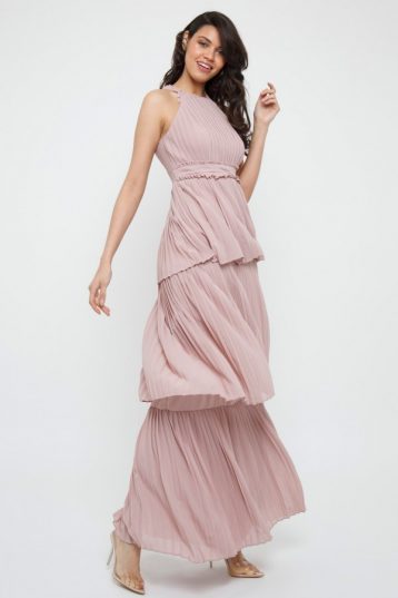 TFNC Veerle Pale Mauve Maxi Dress Blush Pink