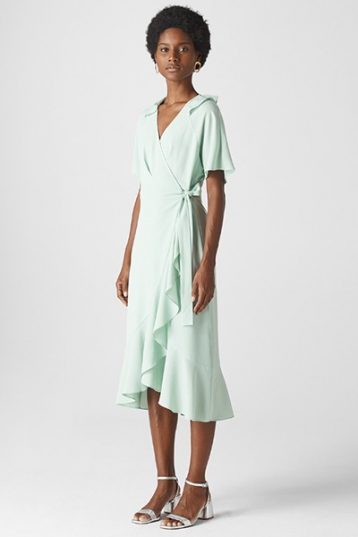 Whistles Abigail Frill Wrap Dress Pale Green