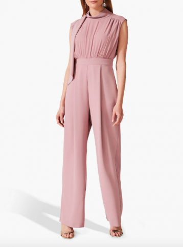 Phase Eight Sharon Tie Neck Jumpsuit, Pale Pink/Blush