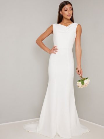 Chi Chi Bridal Cowl Back Orlaith Dress White