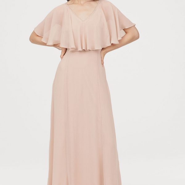 maxi chiffon dress with sleeves