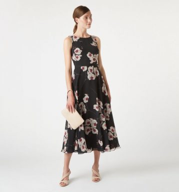 Hobbs Carly Floral Print Dress Black Pink Multi