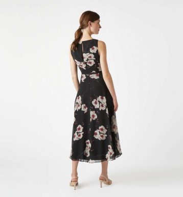 Hobbs Carly Floral Print Dress Black Pink Multi