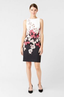 Hobbs Moira Floral Shift Dress Black White