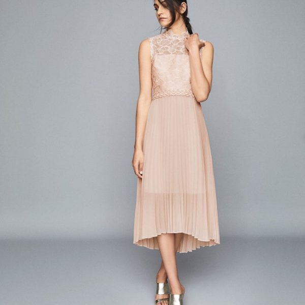 reiss pink lace dress