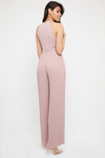 TFNC Sarae Pale Mauve Pleat Jumpsuit Pale Pink Blush