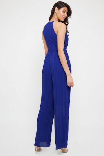 TFNC Sarae Pleat Halter Jumpsuit, Blue - Image 2