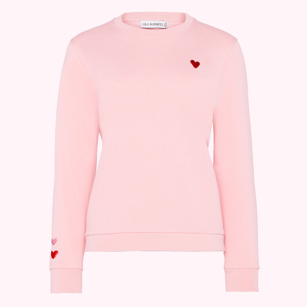 DUSKY PINK SEQUIN HEARTS SAMI SWEATSHIRT £95.00