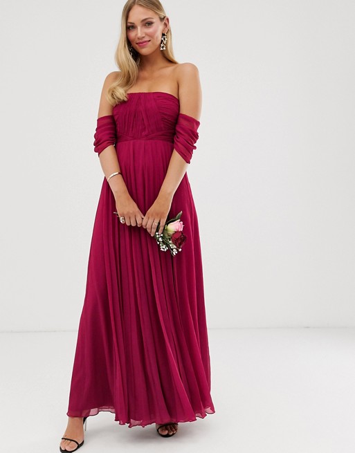 Asos berry cheap maxi dress