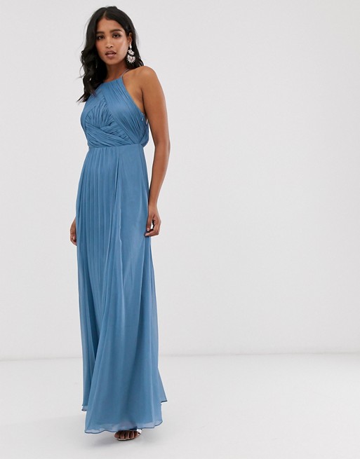 blue maxi bridesmaid dress