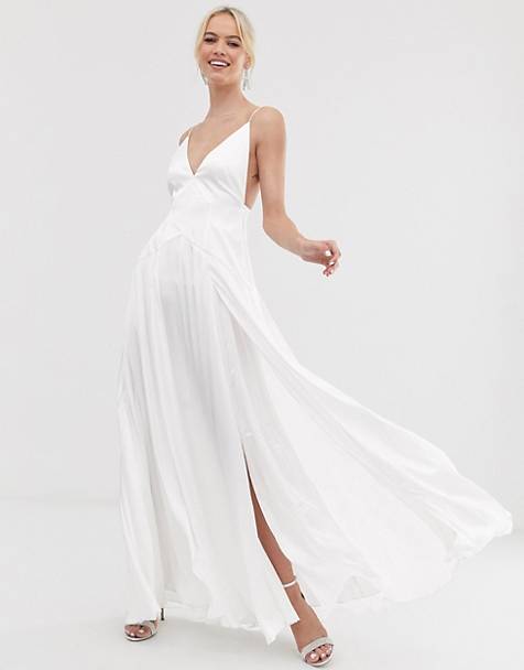 ASOS EDITION double split front cami wedding dress, Ivory - SALE Bridal