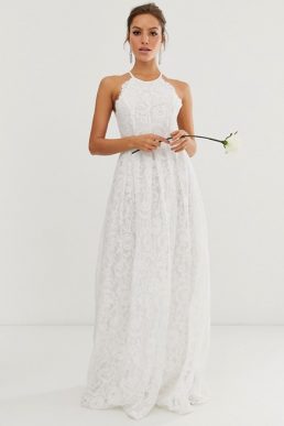 ASOS EDITION lace halter neck maxi wedding dress Ivory