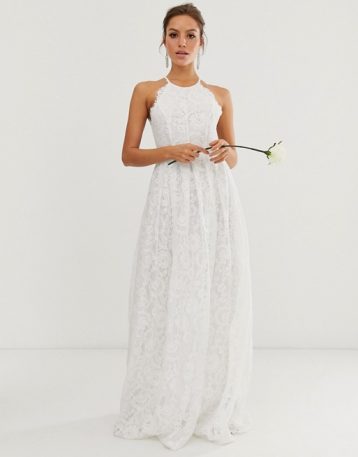 ASOS EDITION lace halter neck maxi wedding dress Ivory