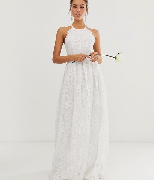 lace halter neck wedding dress