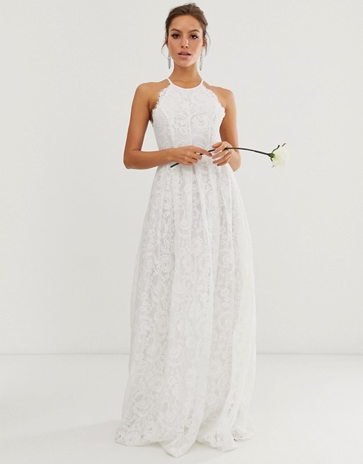 asos edition lace halter neck maxi wedding dress