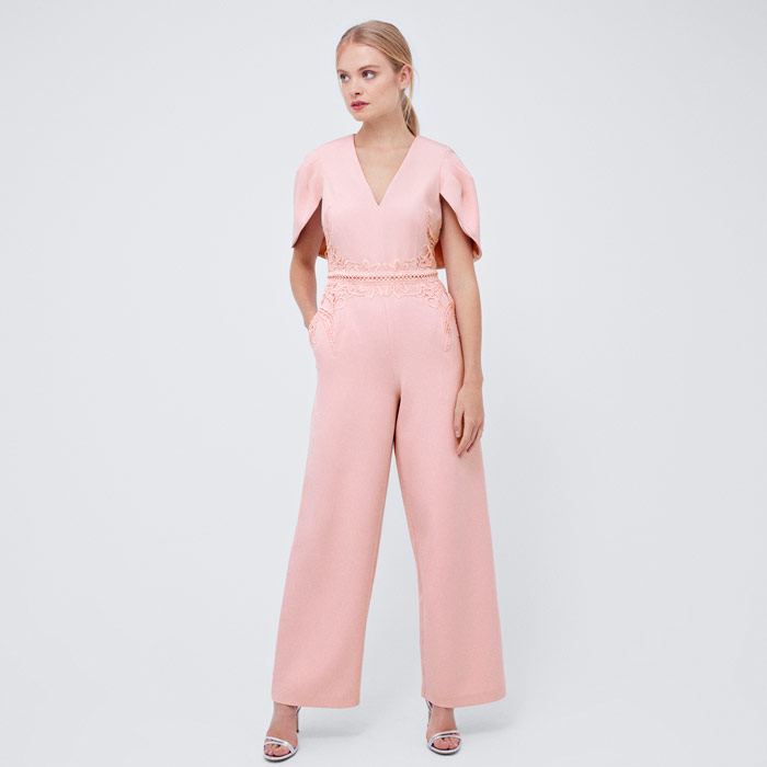 Blush Lace Belt Jumpsuit