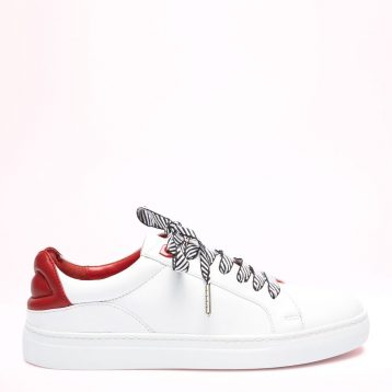 Chalk And Gold Leather Natasha Trainers White Red