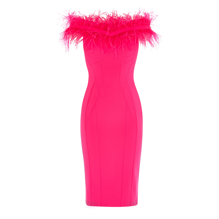 Coast Pink Feather Bardot Dress