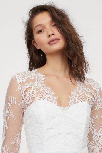 H&M CONSCIOUS Lace bridal sleeve wedding dress Ivory