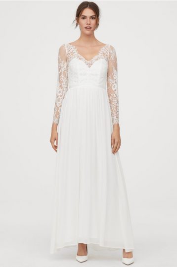 H&M Lace sleeve wedding dress, Ivory - myonewedding.co.uk