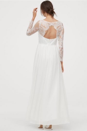 H&M CONSCIOUS Lace sleeve wedding dress Ivory