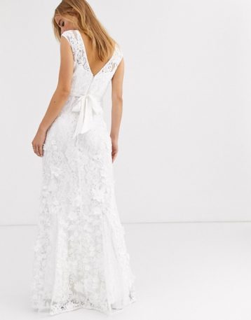 Lipsy lace with embellished maxi bridal dress Ivory