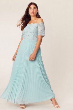 Oasis Lace Bardot Maxi Bridesmaid Dress Mint Green