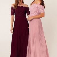 Oasis Lace Bardot Maxi Bridesmaid Dress Pink myonewedding