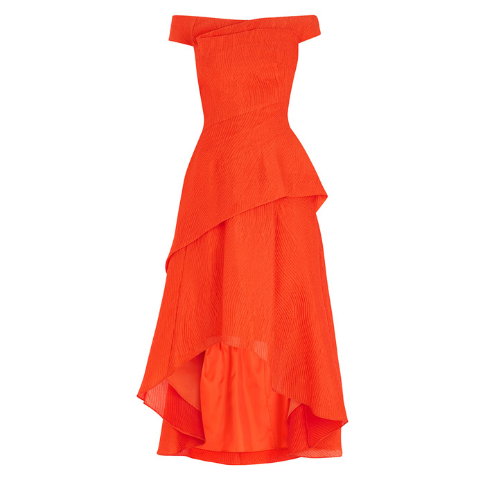 Orange Textured Hi Low Dress