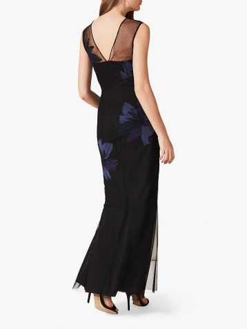 Phase Eight Barbara Applique Floral Dress, Black/Navy - Image 2