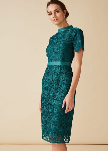 Phase Eight Marietta Guipure Lace Shift Dress Green