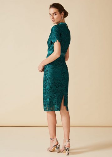 Phase Eight Marietta Guipure Lace Shift Dress, Green - Image 2