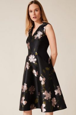 Phase Eight Sandy Floral Jacquard Dress Black Multi