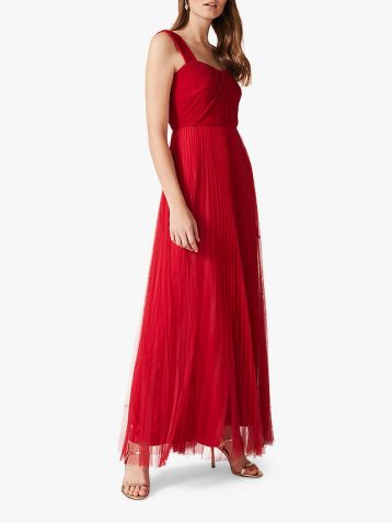 Phase Eight Tori Pleated Dress Lipstick Red