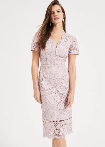 Phase Eight Trinity Corded Lace Shift Dress Blush Pink