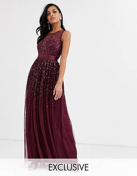 Wine maxi dress store uk