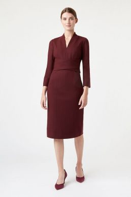 Hobbs Teresa Sleeve Dress Burgundy Red