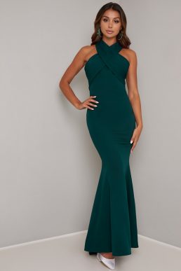 Chi Chi Chery Halter Maxi Dress Teal Green