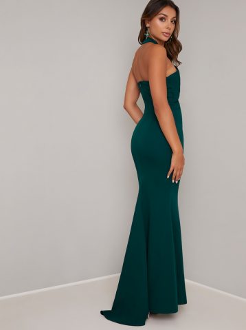 Chi Chi Chery Halter Maxi Dress, Teal/Green - Image 2