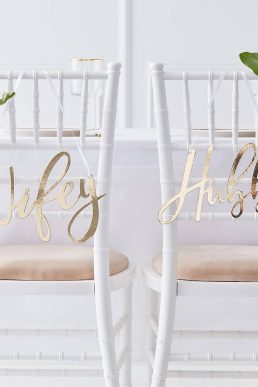 Gold Foiled Wifey And Hubby Chair Signs