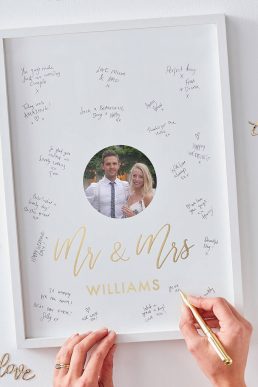 Personalised Mr And Mrs Frame Guest Book Gold Wedding