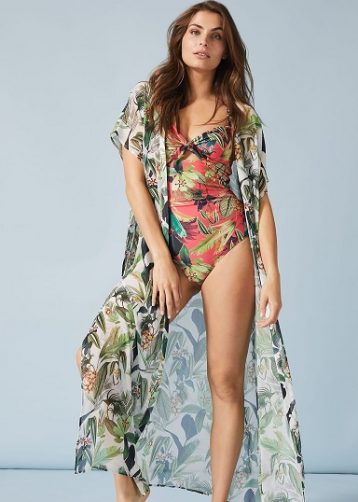 Amelia Tropical Beach Maxi Kaftan Multi Ivory