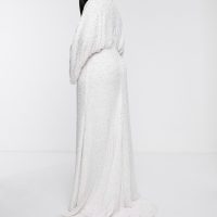 ASOS EDITION Curve sequin kimono sleeve wedding dress Ivory