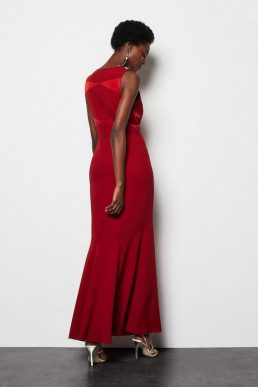 Karen millen red maxi dress best sale